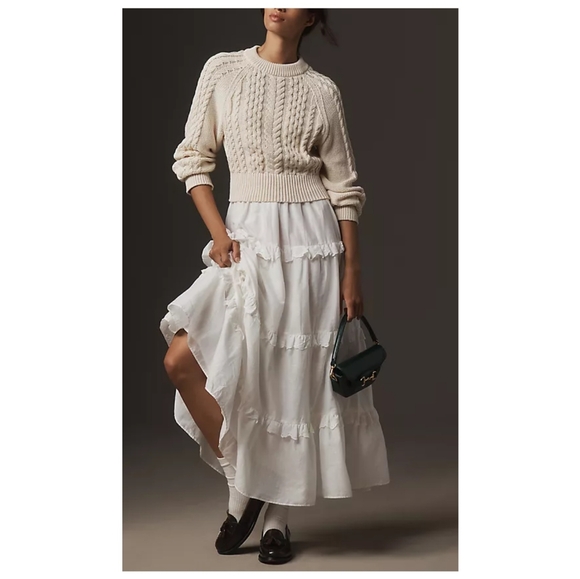 Anthropologie Twofer Sweater Tiered Dress - Picture 1 of 11